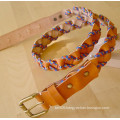 Lady hand made braided belts leather with colourful climbing rope